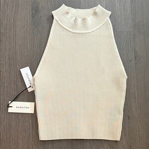 Babaton Ribbed Mock-Neck Tank in Cream